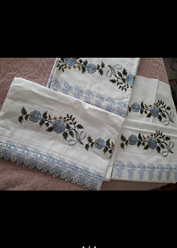 Nakışlı Nevresim takım Sfır Kullanılmamş 2yastık 1yorgan 1çarşaf - Görsel 4