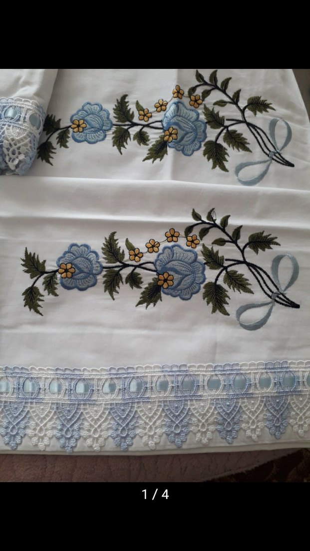 Nakışlı Nevresim takım Sfır Kullanılmamş 2yastık 1yorgan 1çarşaf - Görsel 2