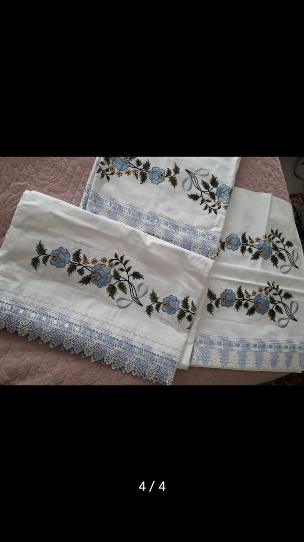 Nakışlı Nevresim takım Sfır Kullanılmamş 2yastık 1yorgan 1çarşaf - Görsel 4