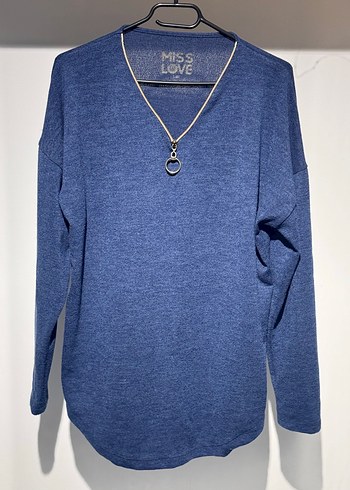 Zincir Detaylı Mavi Kadın Sweatshirt