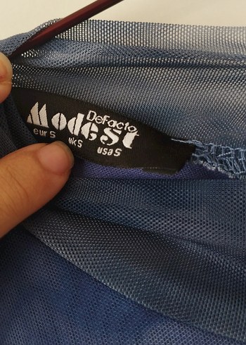diğer Beden mavi Renk Uzun Kollu Mavi Tie-Dye Elbise
