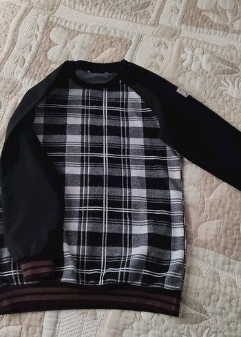 Siyah Ekose Desenli Erkek çocuk sweat - Görsel 3