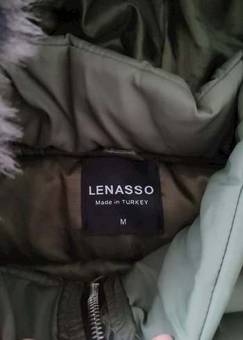 Kadın hakii yeşil Kürklü Kapüşonlu Kış Montu - Görsel 2