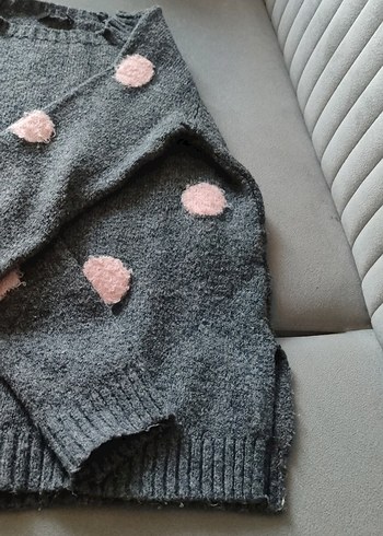 Gri Puantiyeli Triko Kadın Kazak - Görsel 4