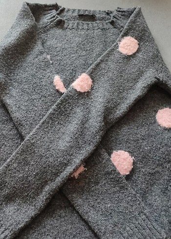 Gri Puantiyeli Triko Kadın Kazak - Görsel 2