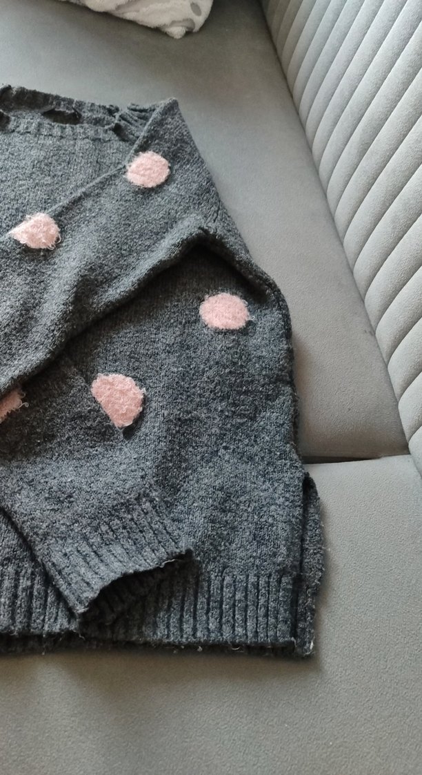 Gri Puantiyeli Triko Kadın Kazak - Görsel 4