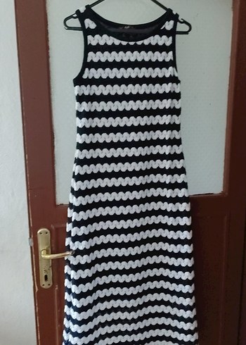 Siyah Beyaz Zebra Desenli Midi Elbise - Görsel 2