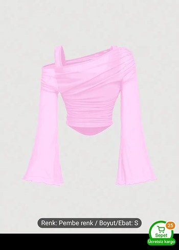 Sheinside Pembe Drapeli Straplez Kadın Bluz