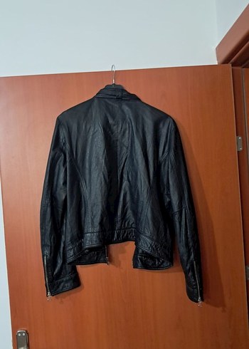 Kadın Siyah Deri Biker Ceket - Görsel 3