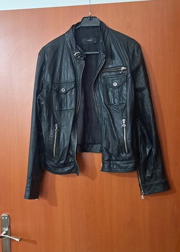 Kadın Siyah Deri Biker Ceket - Görsel 2