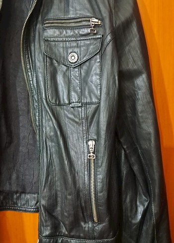 Kadın Siyah Deri Biker Ceket - Görsel 5