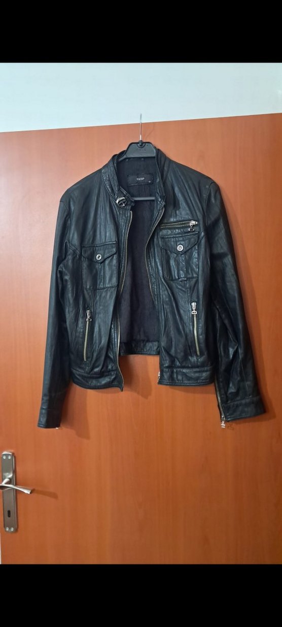 Kadın Siyah Deri Biker Ceket - Görsel 2