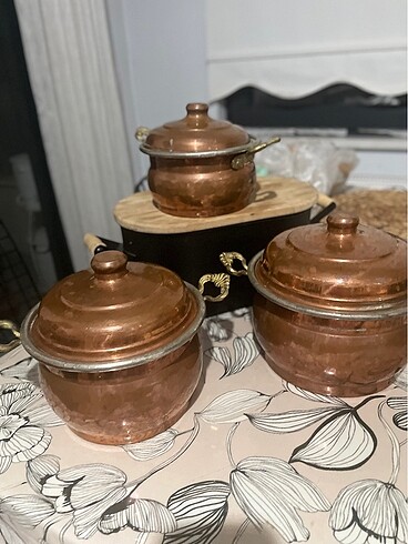  Beden Bakır 3 ki tencere seti