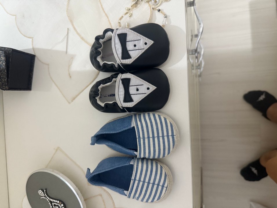 Koyu Mavi Zebra Desenli Erkek Bebek İlk Adım Ayakkabısı - Görsel 2