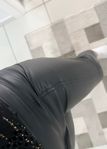 Siyah Kadın Deri Cigarette Pantolon - Görsel 2