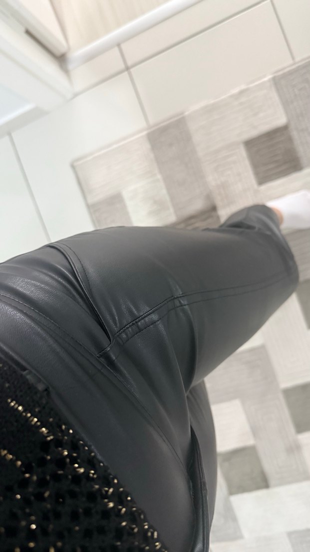 Siyah Kadın Deri Cigarette Pantolon - Görsel 2