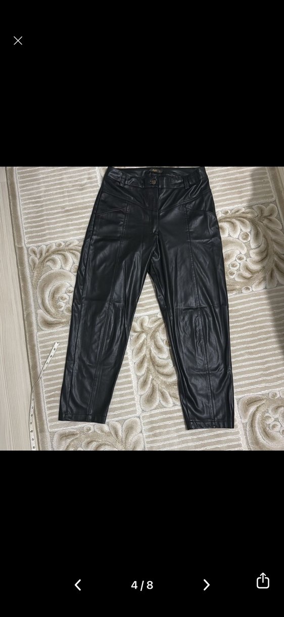 Siyah Kadın Deri Cigarette Pantolon - Görsel 5