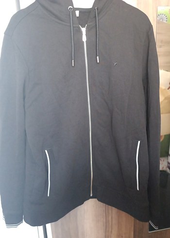 Cacharel Siyah Kapusonlu Fermuarli Sweatshirt