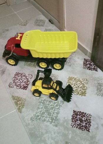 Renkli Sarı Oyuncak Kamyon ve Kepçe