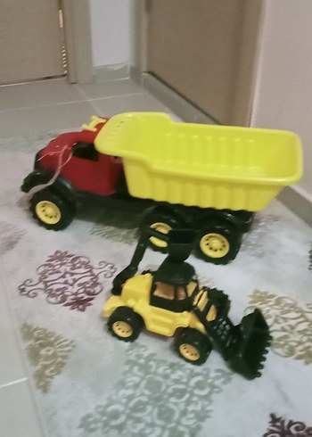 Beden Renkli Sarı Oyuncak Kamyon ve Kepçe