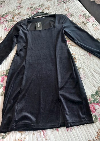 Siyah Uzun Kollu V Yaka Gotik Mini Elbise - Görsel 3