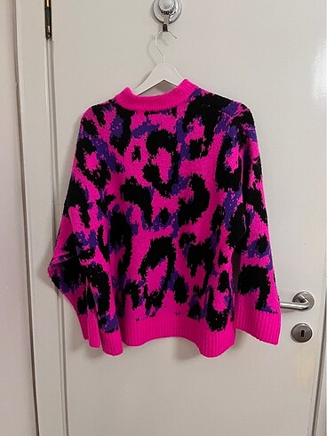 xs Beden Bershka Pembe leopar kazak