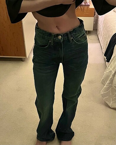Zara Bootcut Mid waist kot pantolon