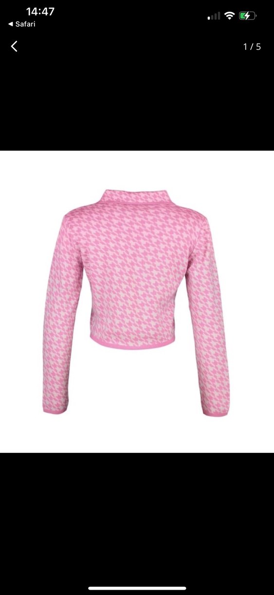 Şık Pembe Crop Yaka Uzun Kol Kazayağı Triko Hırka - Görsel 4