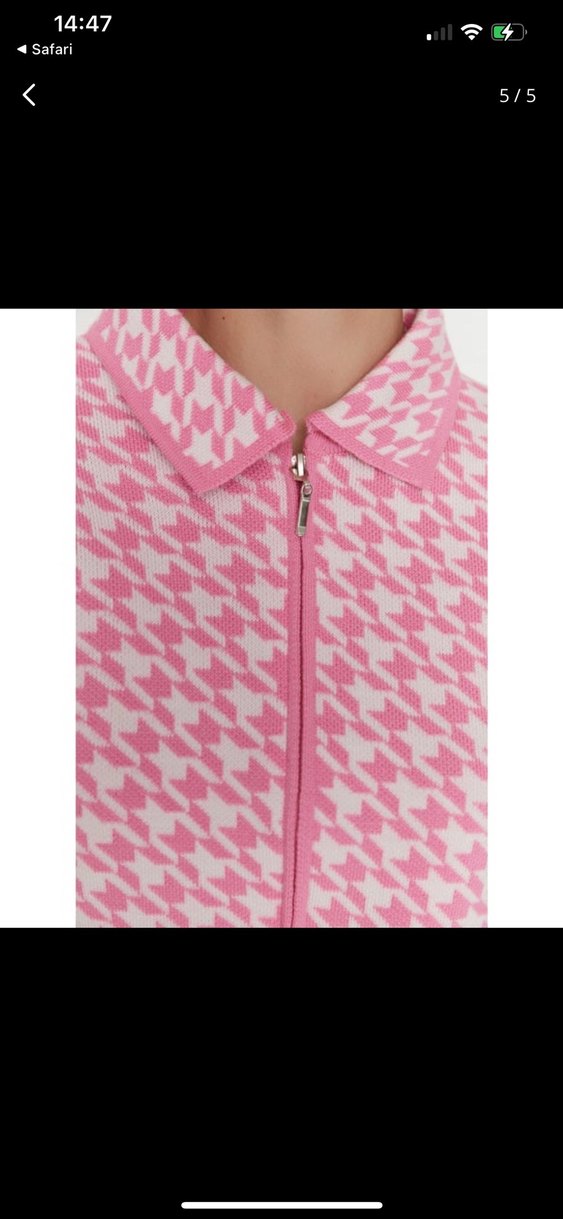 Şık Pembe Crop Yaka Uzun Kol Kazayağı Triko Hırka - Görsel 5