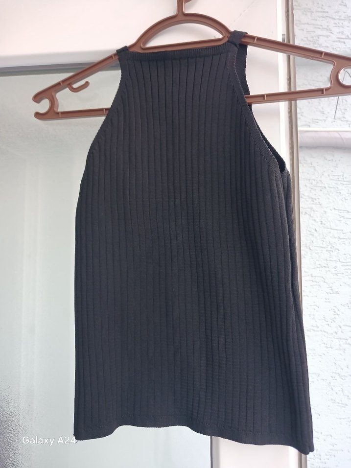 Kadın Siyah Yüksek Yakalı Triko Atlet Standart Beden - Görsel 2