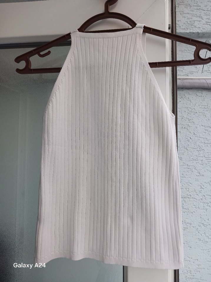 Beyaz Fitilli Örme Kadın Atlet Standart Beden - Görsel 2