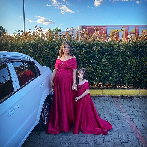 Anne kız kombin abiye elbise