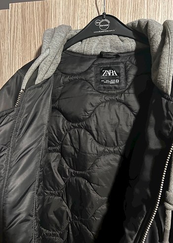 Zara Siyah Kapüşonlu Oversize Erkek Ceket - Görsel 3