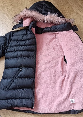 Kürk Detaylı Siyah Çocuk Kışlık Mont - Görsel 2