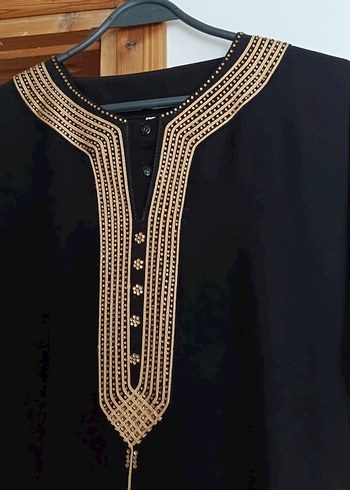 İşlemeli Drapeli Siyah Uzun Kadın Umre elbisesi - Görsel 3