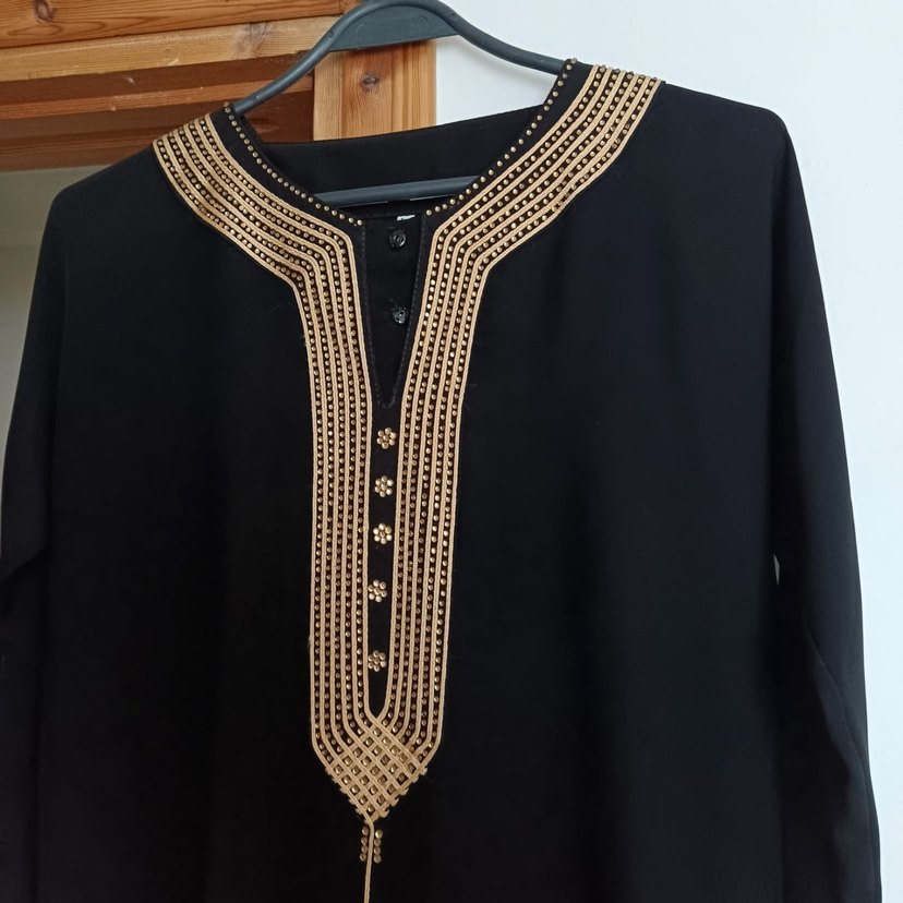 İşlemeli Drapeli Siyah Uzun Kadın Umre elbisesi - Görsel 3