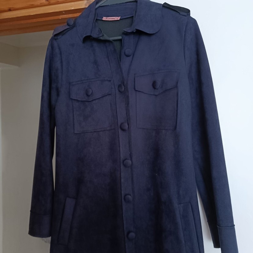 Kadın Süet Uzun Düğmeli Kaban - Görsel 2