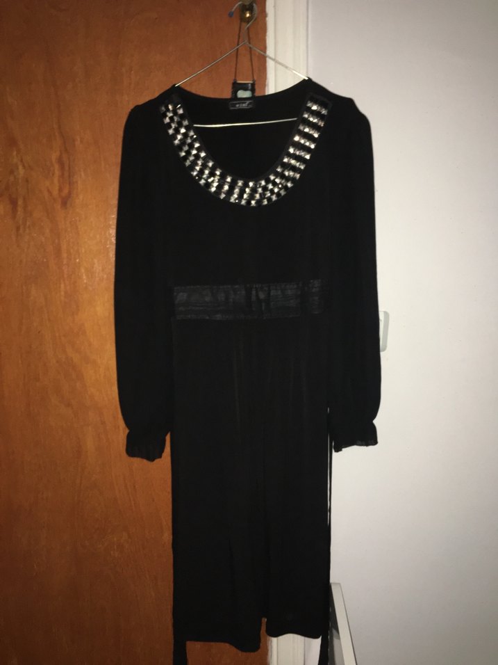 Uzun Kollu Siyah Midi Giyimli Elbise - Görsel 5