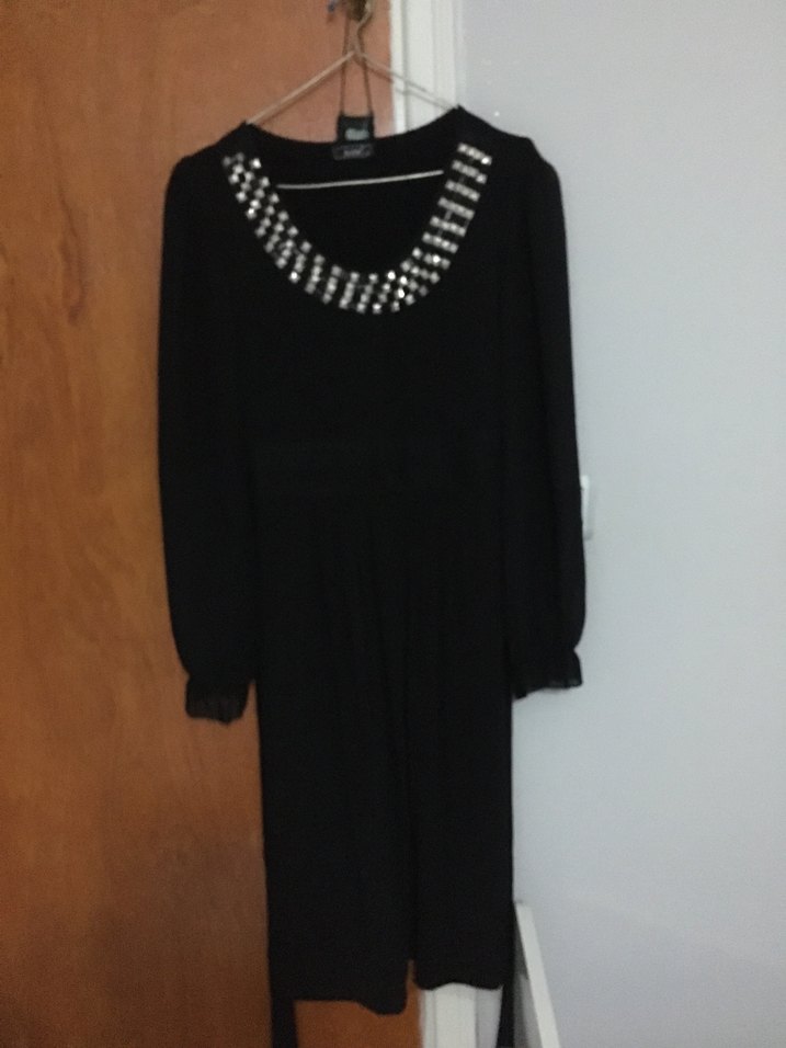 Uzun Kollu Siyah Midi Giyimli Elbise - Görsel 4