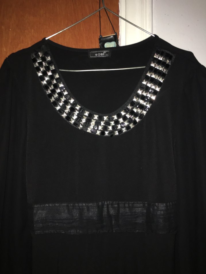 Uzun Kollu Siyah Midi Giyimli Elbise - Görsel 2