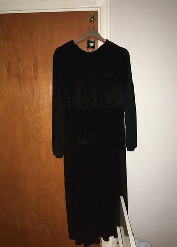 Siyah Drapeli Uzun Kollu Kadın Elbise - Görsel 2