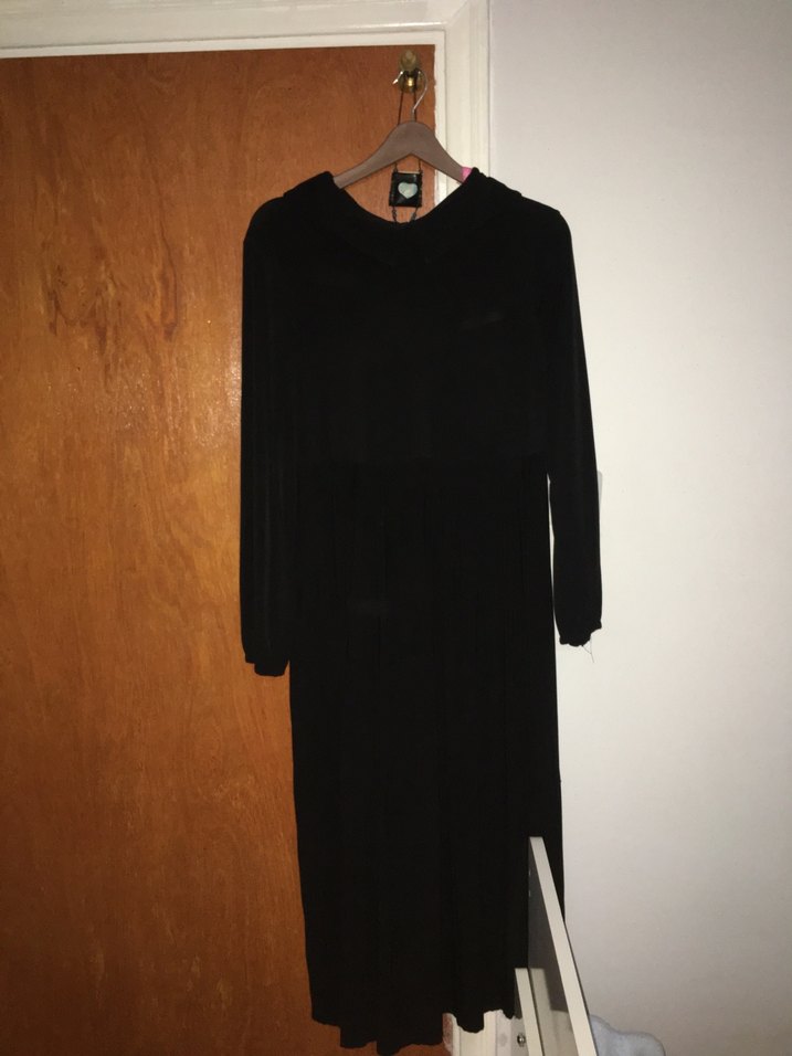 Siyah Drapeli Uzun Kollu Kadın Elbise - Görsel 2