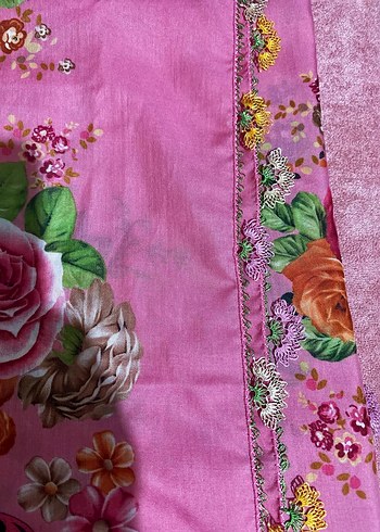 Pembe Kadın Başörtü İğne Oyası yeni yapıldı - Görsel 2