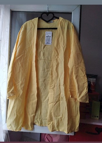 Sarı Keten Kimono Ceket