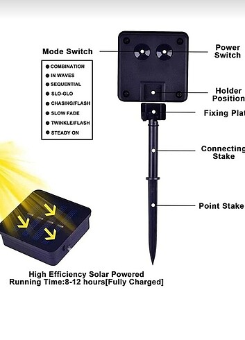 Beden sarı Renk GÜNEŞ ENERJİLİ SOLAR YILDIZ LED