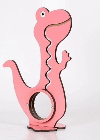 AHŞAP DİNAZOR KUMBARA PEMBE
