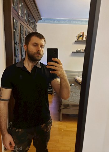 Polo Gri Yaka Siyah Tshirt - Görsel 2