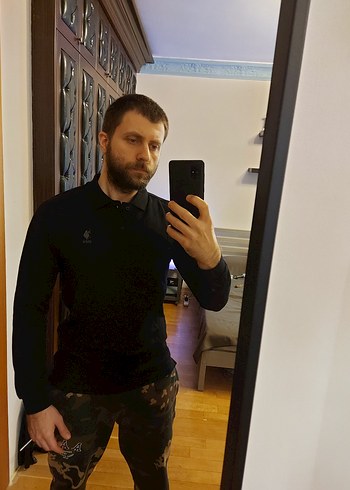 Uzun Kollu Siyah Polo Tişört - Görsel 2