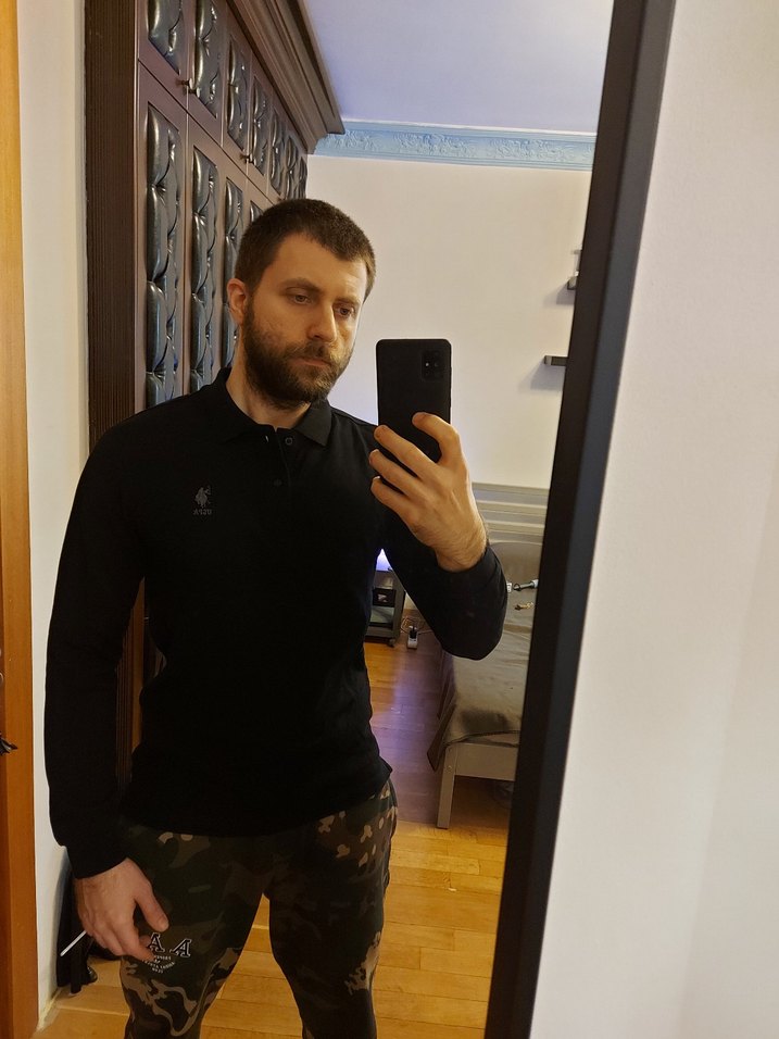 Uzun Kollu Siyah Polo Tişört - Görsel 2