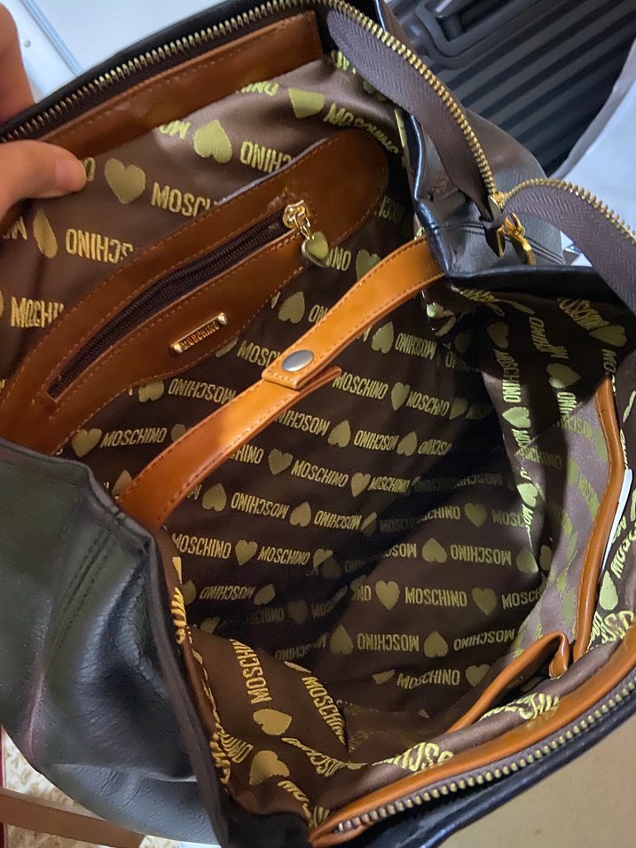 MOSCHINO Klasik Kahverengi Deri Kadın Çanta - Görsel 3